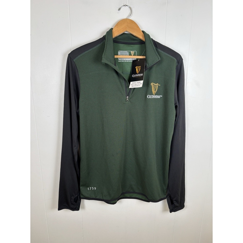 Guiness Beer Mens Medium Green 1/4 Zip Golf Dry Fit Performance Ireland - NEW